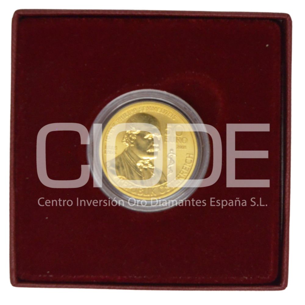 Moneda oro 10,14 gr 50 Euro 2008 Austria LEI 986 "Ignaz Philipp Semmelweis" - Imagen 4