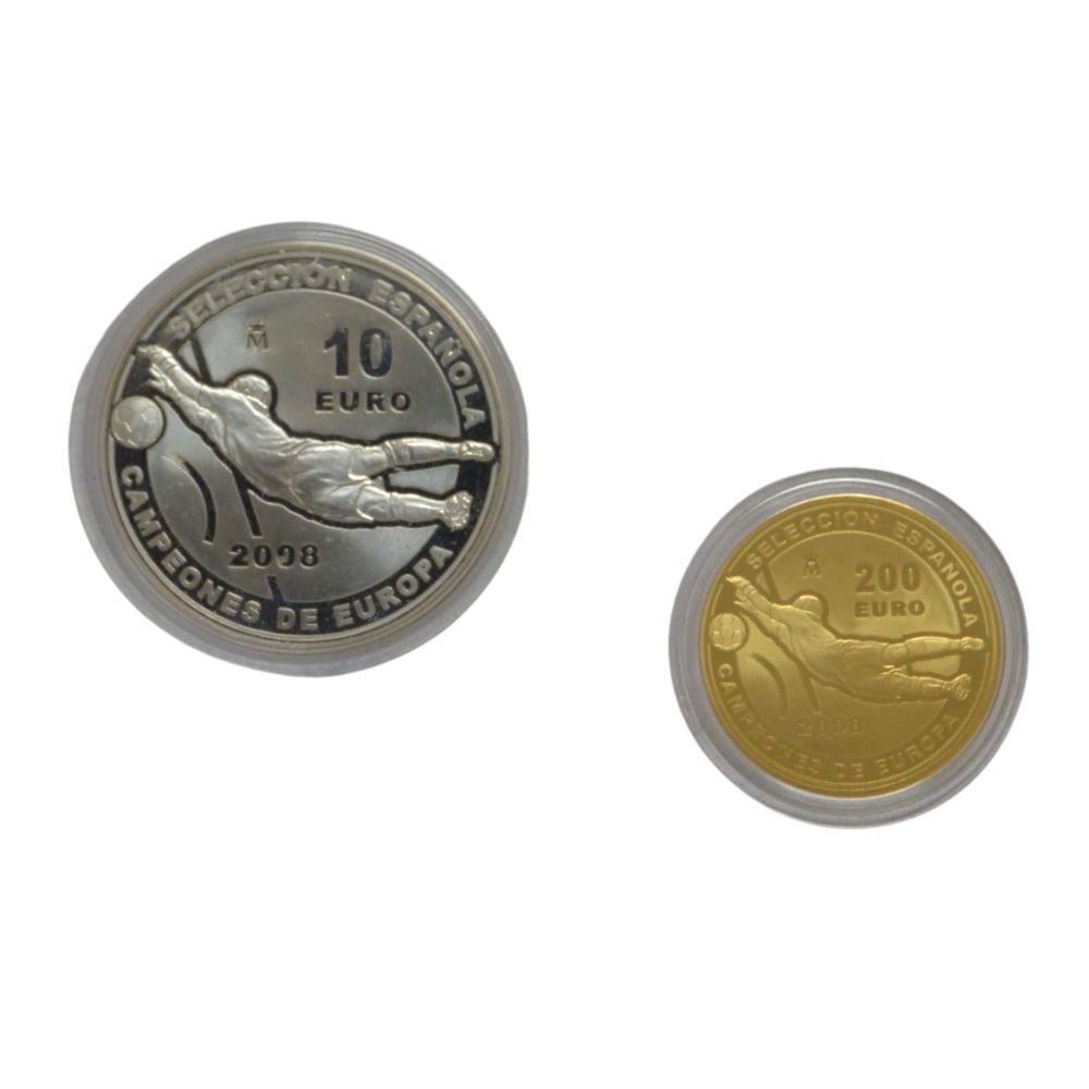 Serie de monedas de oro y plata de 13,5 gr y 27 gr 2008 España LEI 999 FNMT "Campeones de Europa 2008" - Imagen 2
