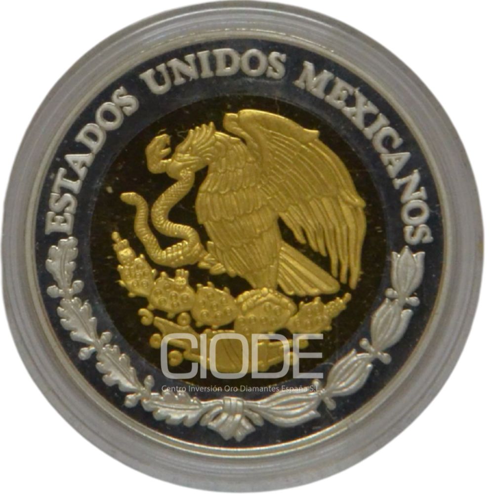 Moneda de oro y plata 29,17 gr 100 pesos 2004 México LEI 999 y 999 "Estado de Oaxaca" - Imagen 2