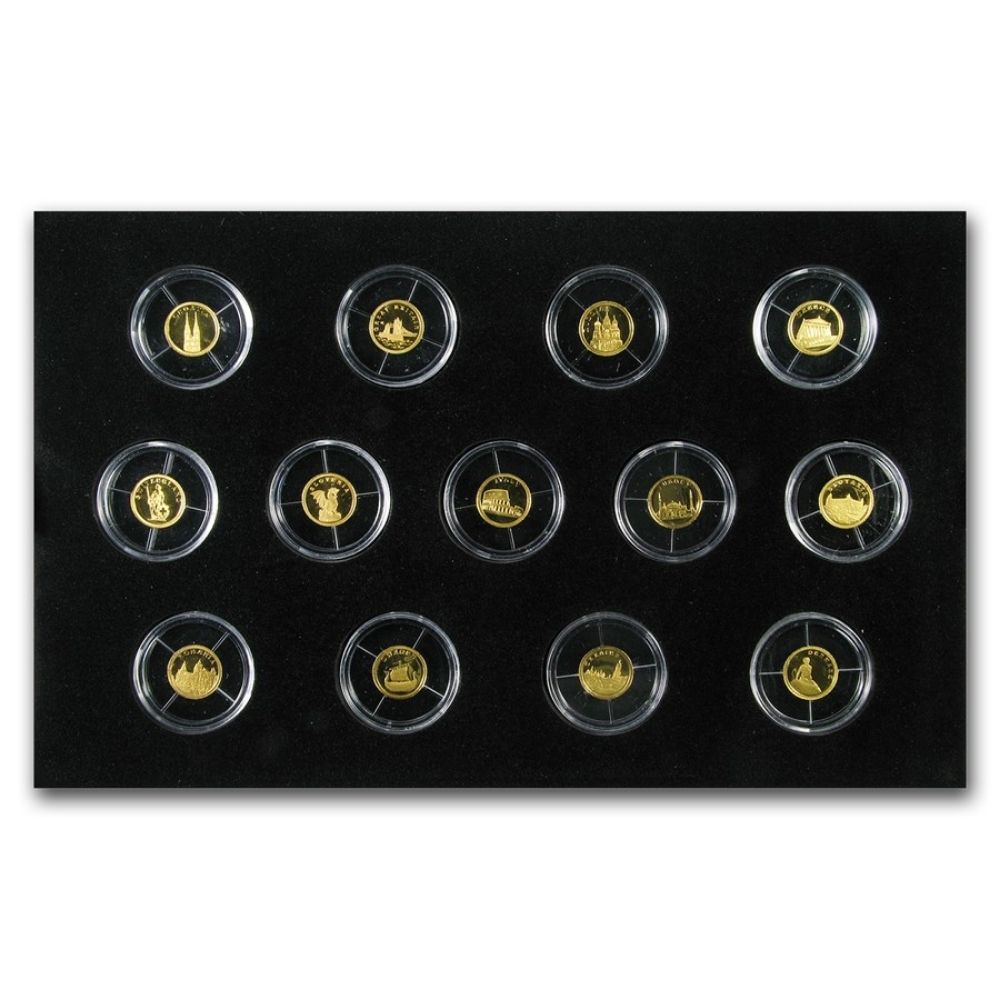 Set de monedas de oro 16,12 gr 12 dólares LEI 999 Liberia 2008 "Monumentos Europeos" - Imagen 4