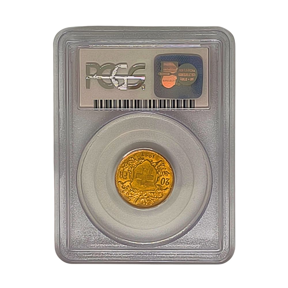 Moneda de oro 6,45 gr 20 Francos Vreneli VARIOS AÑOS Suiza LEI 900 "22 Estrellas" Certificado PCGS - Imagen 2