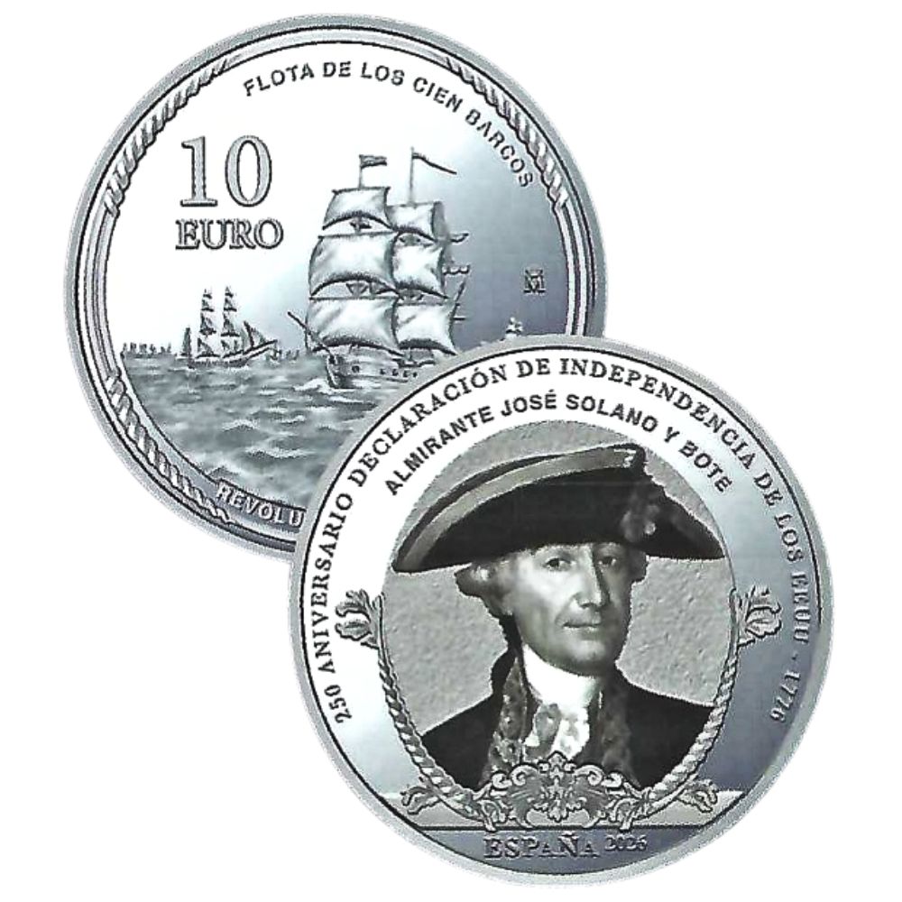 Colección de monedas de oro y plata de 10, 50 y 200 Euros 2026 España LEI 999 y 925. 250º Aniversario. España y la independencia de los EEUU - Imagen 12
