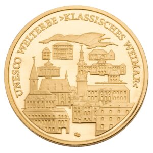 Moneda de oro 15,55gr 100 Euros 2006 Alemania LEI 999 "UNESCO Weirmar"