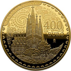 Moneda de oro 27 gr 400 Euros 2026 España LEI 999. Centenario de Gaudí "La Sagrada Familia»