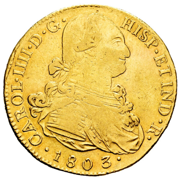 Comprar Moneda de oro 27gr 8 Escudos 1803 Carlos IV CECA Popayán (P ...