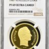 Moneda de oro 10.000 bolívares Libertador Simón Bolívar 1 onza 31.10gr LEY 900 1987 CERTIFICADO NGC PF 69