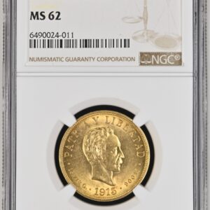 Moneda de oro 16.72gr 10 Pesos 1915 José Martí Cuba LEI 900 NGC M62 (Nº 6490024-011)