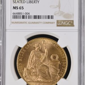 Moneda de Oro 46,81 gr 100 Soles Perú 1965 LEY 900 NGC MS65 "Libertad"