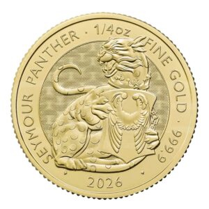 Moneda de Oro Pantera Tudor  1 Oz - 31.1 gramos 100 Libras de Gran Bretaña Año 2026 (ReBo)